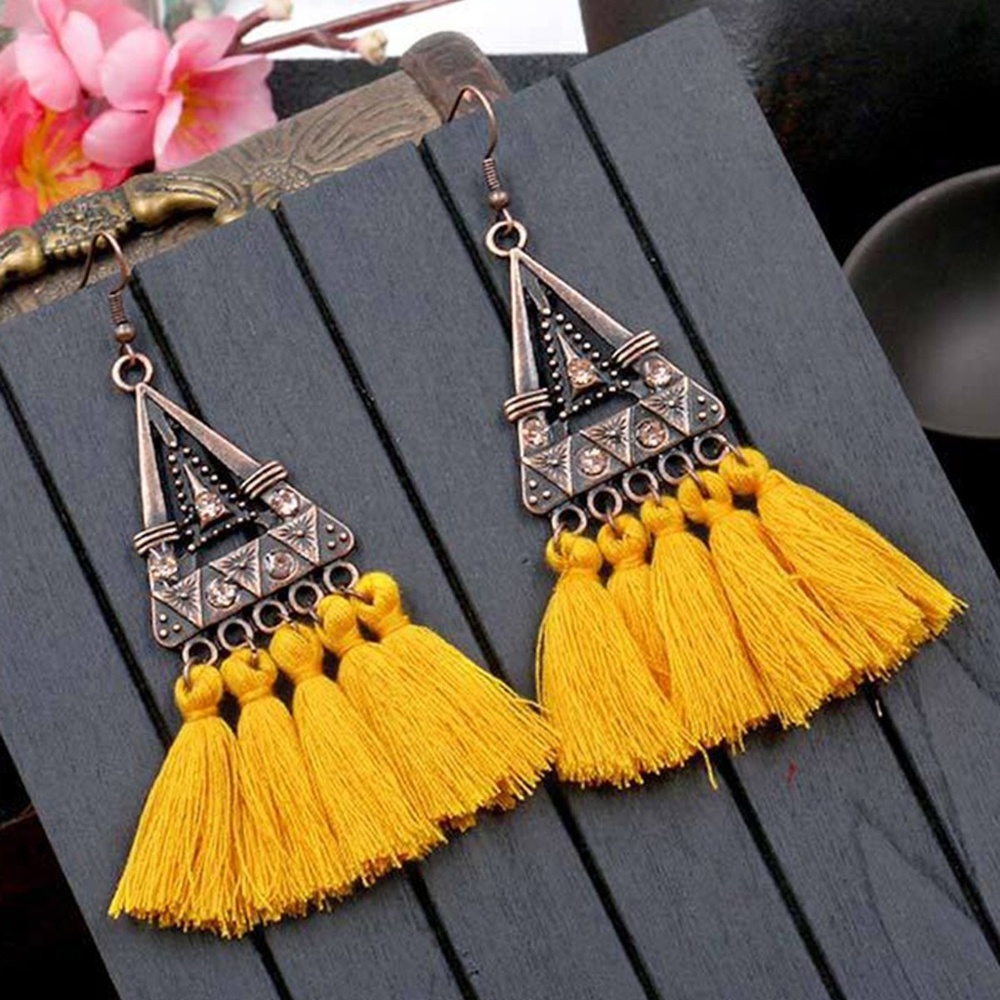 Triangle Shaped Tassel Earrings